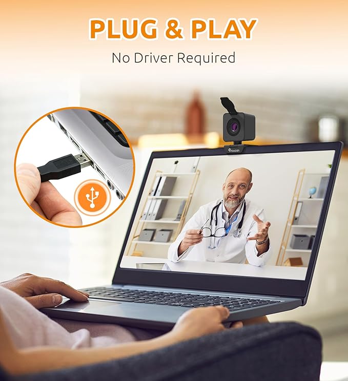 TOUCAN 1080P HD Webcam with Built-in Noise-Cancelling Mic & Privacy Shutter – - Image 5