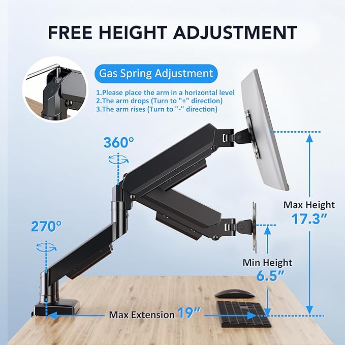 Dual Monitor Stand, Adjustable Monitor Desk Mount - Image 6