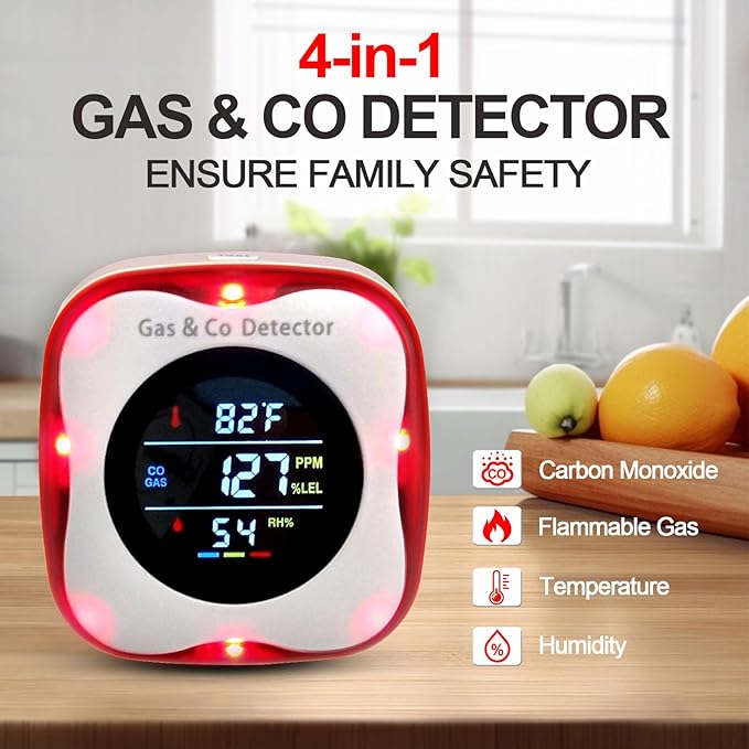 Combustible Gas & Carbon Monoxide Detector 4-in-1 Alarm - Image 2