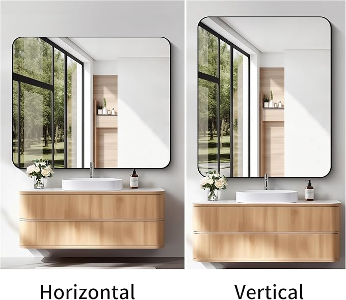 FORBATH Black Bathroom Mirror 40 x 48 Inch, Rectangular Vanity Mirror Wall - Image 6