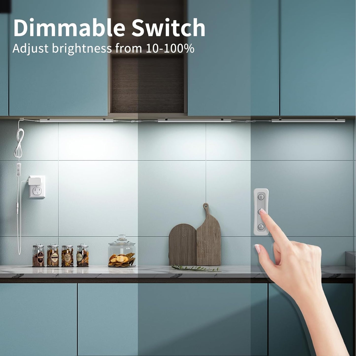 ASOKO Under Cabinet Led Light Plug in, Dimmable Daylight White 4500K, 3 Pack 12 inch Linkable Led Under Counter Lights for Kitchen, Shelf, Workbench, Cupboard, ETL Listed Plug 24V, UNO-LK 4500K