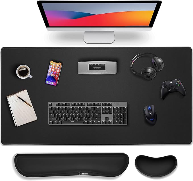 Gimars 4 in 1 Mouse Pad and Keyboard Wrist Rest Set, Large Mouse Pad by Gimars