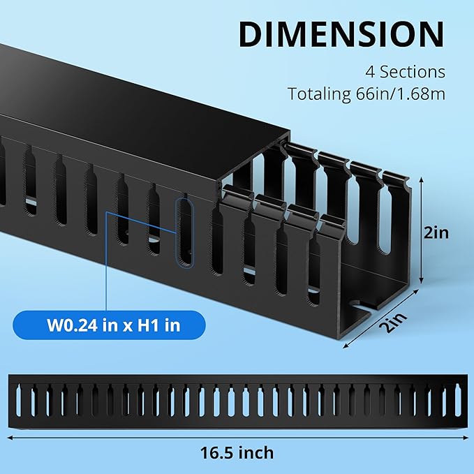 ZhiYo 66in Professional Server Rack Cable Management Raceway, H2in x W2in Cable - Image 2