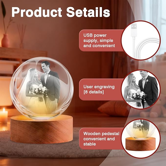 LOVEVEN Personalized 3D Crystal Ball Night Light - Image 5