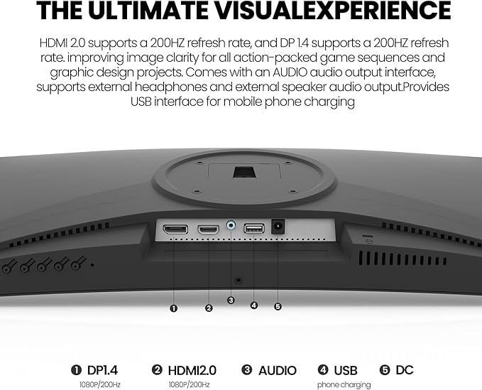 CRUA 24 Inch 200hz/180hz Curved Gaming Monitor, FHD 1080P Frameless Computer - Image 4