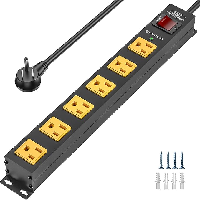 CRST 6 Outlet Surge Protector Power Strip 2100J by CRST