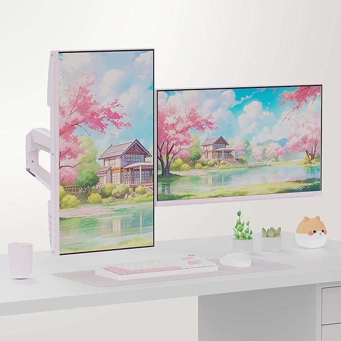 Pixio PS1D Wave Pink Dual Monitor Arm Stand Desk Mount - Image 7