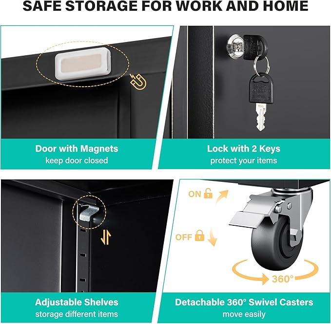 SISESOL Wide & Deep Metal Storage Cabinet - Image 7