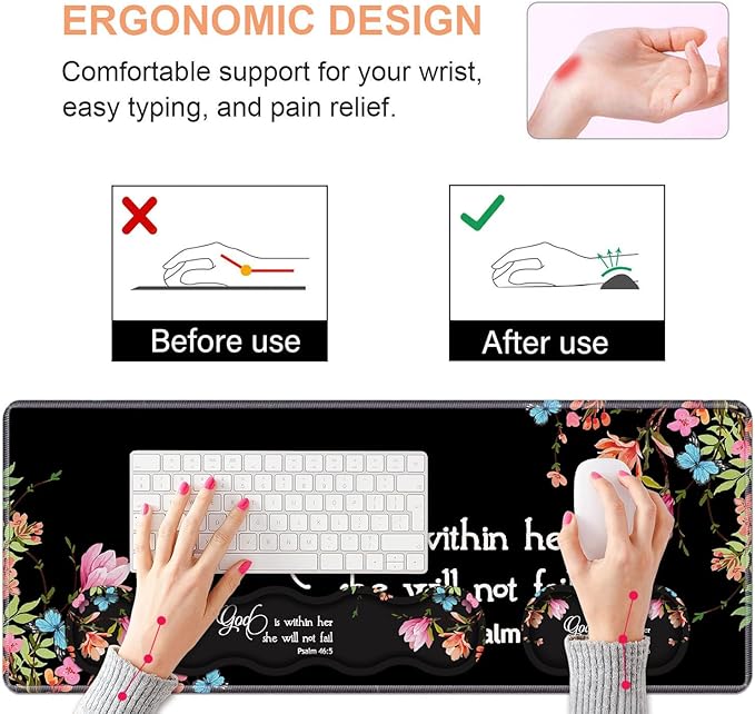 Ergonomic Keyboard Wrist Rest & Mouse Pad Wrist Rest Set, Large Gaming Desk Mat - Image 5