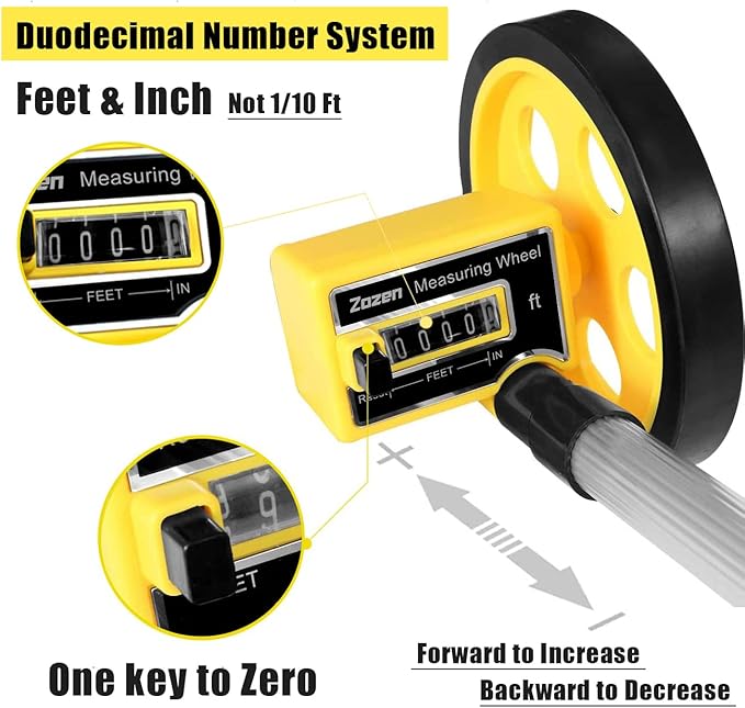 Zozen Measuring Wheel in Feet and Inches, Scalable Length 40in, 4-inch Measure - Image 3