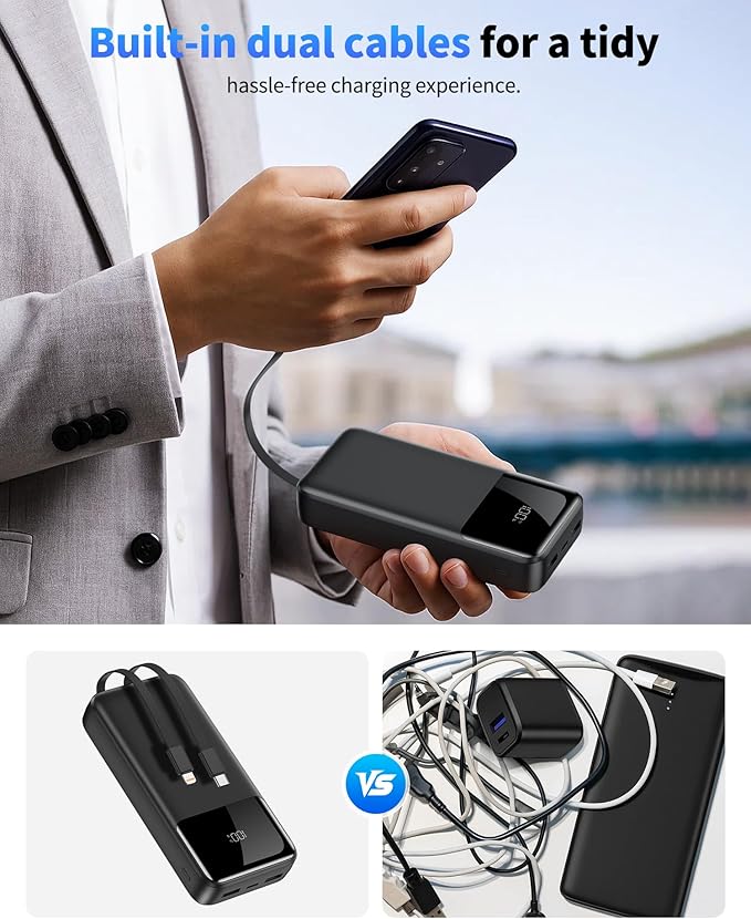 Portable Charger, 40000mAh Power Bank 22.5W Fast Charging, Built-in 2 Output - Image 4