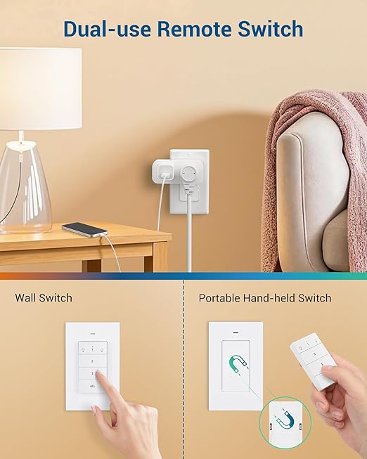DEWENWILS Remote Control Outlet Wireless Light Switch, 2 Independent Control - Image 2