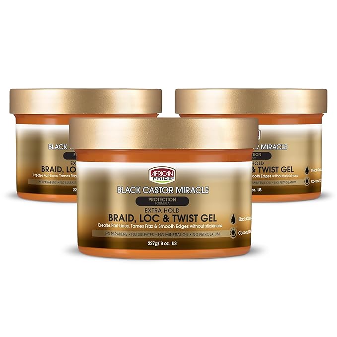 African Pride Black Castor Miracle Extra Hold Braid, Twist Gel by AfricanPride