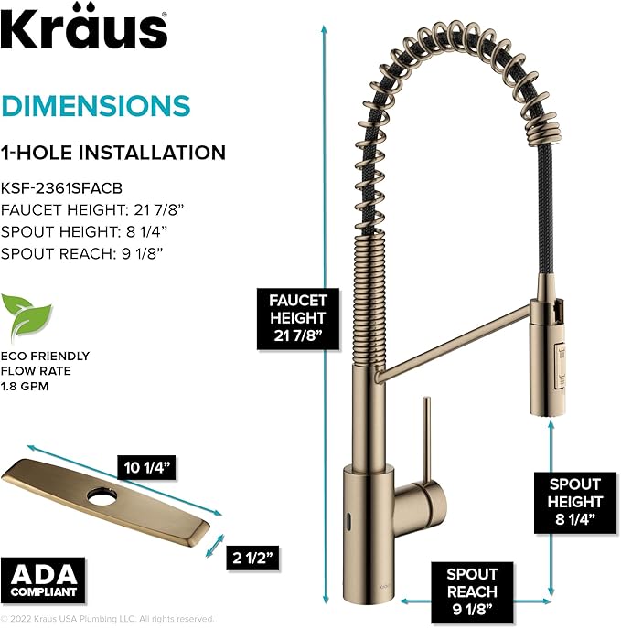 KRAUS Oletto Touchless Sensor Commercial Pull-Down Single Handle Kitchen Faucet - Image 4