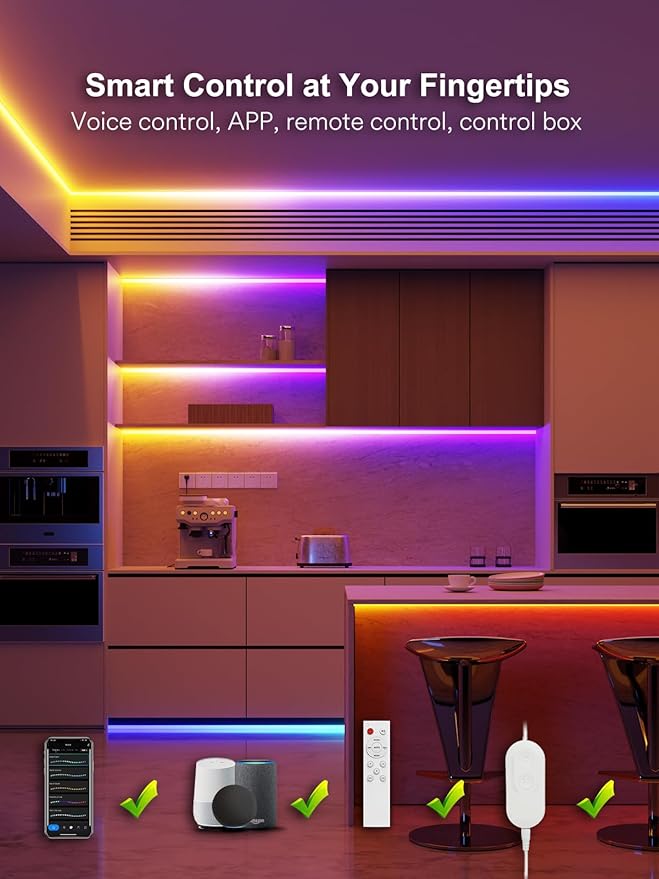 Smart LED Strip Lights with Covers 16.4ft, ‎RGB+WW+CW Strip Light Compatible - Image 5