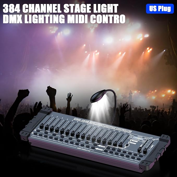 Wiwreenm DJ Controller 384CH Fog DMX-512 DJ Controller Support 30 Banks 8 - Image 2
