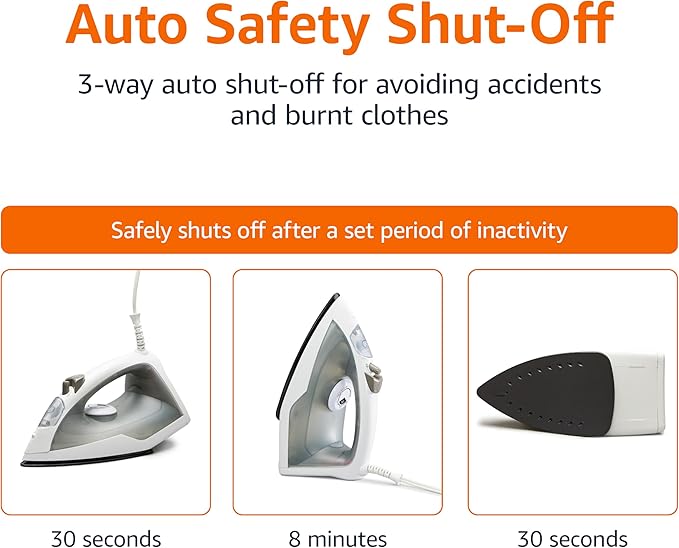 Amazon Basics 1200W 10” Steam Iron, - Image 3