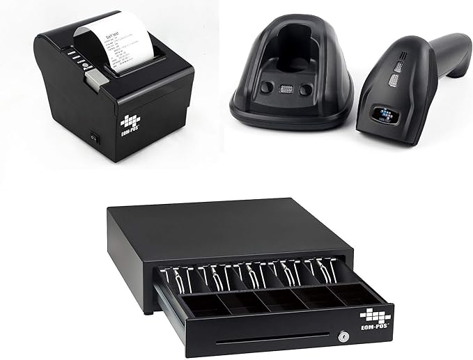 EOM-POS Heavy Duty Cash Register Drawer + Thermal Receipt Printer + Barcode by EOM-POS