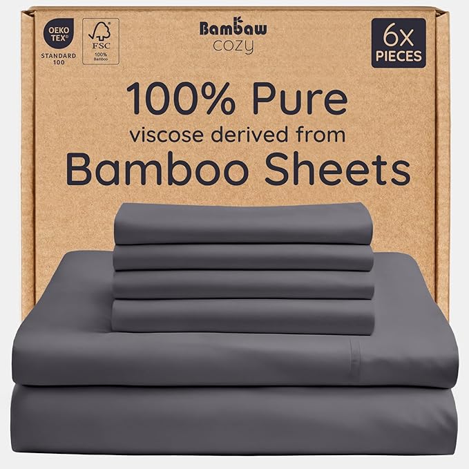 Bambaw 100% Viscose Derived from Bamboo Sheets King Size Set – 6pcs Set of by Bambaw