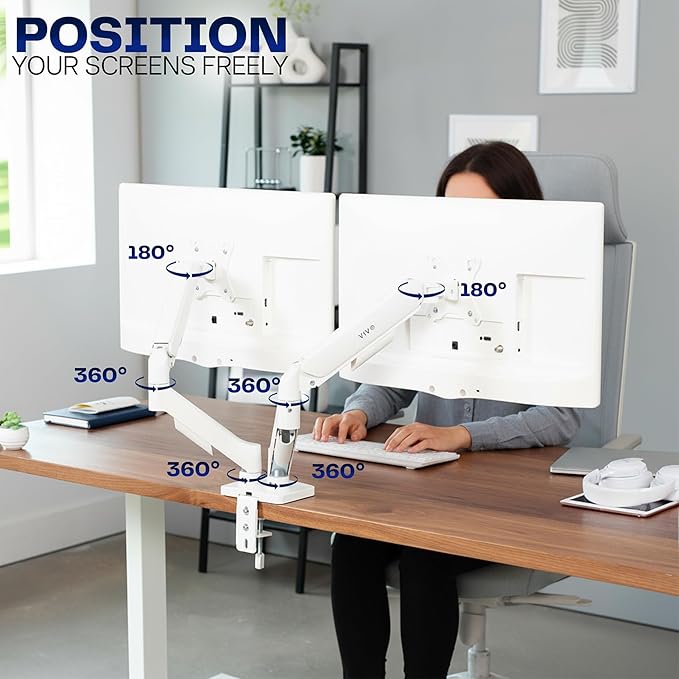 VIVO Dual Monitor up to 32 inches and 19.8 lbs per Screen, Mechanical Arm Desk - Image 5