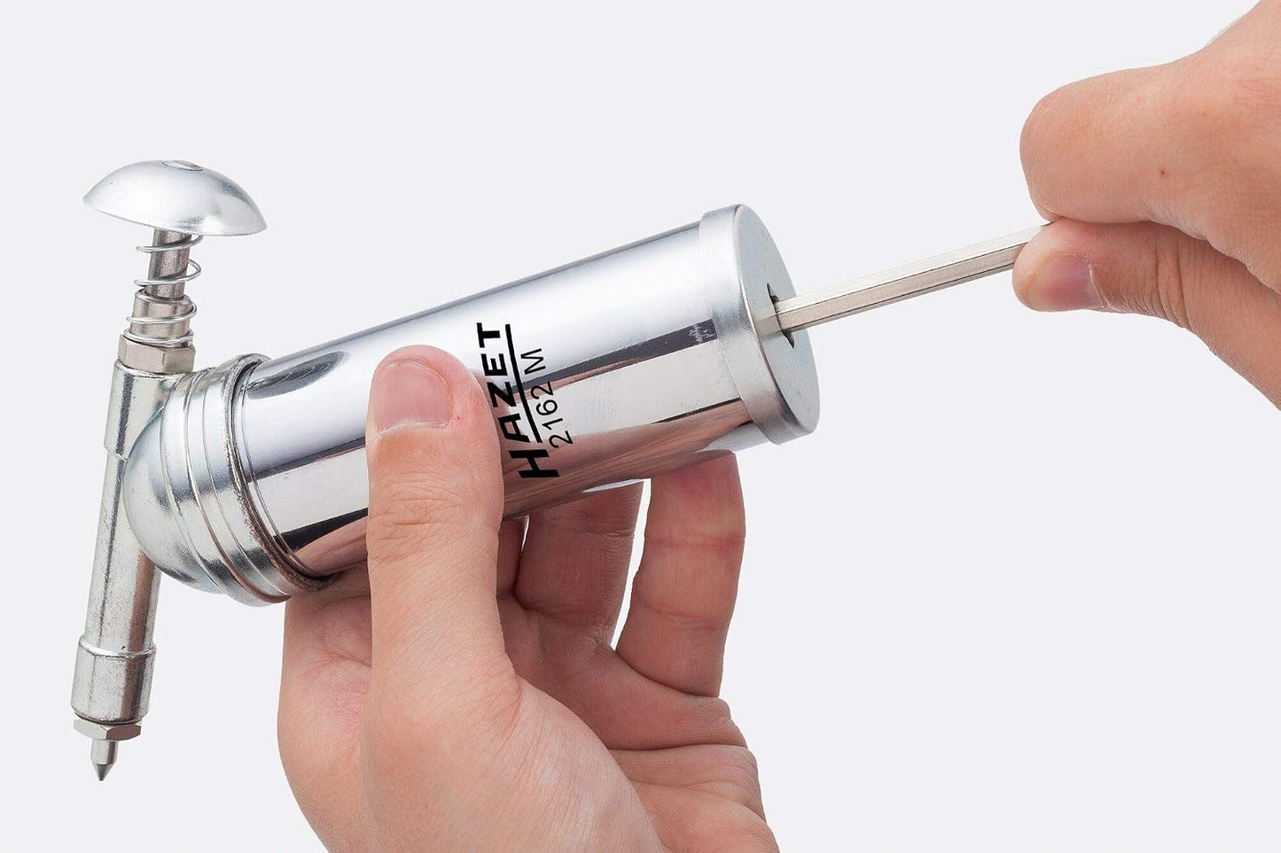 HAZET Mini Grease Gun 2162M Incl. Grease Nipple In 50 and 90 Degree Design - Precise Dosing for Loose Grease, Filling Capacity 2.82 Ounces - For Lubricating Machines, Bicycle Chains