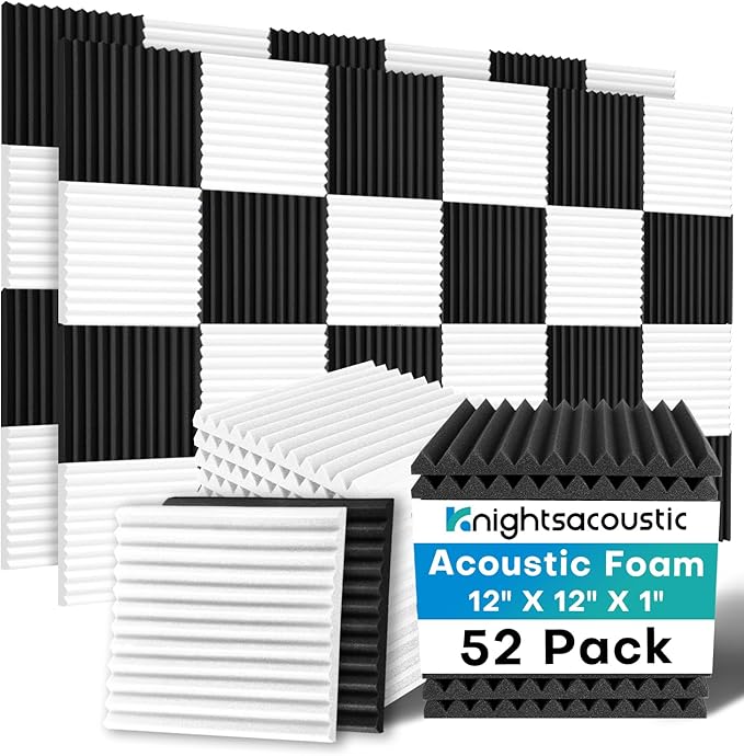 52 Pack Acoustic Foam Panels, High Density Acoustic Panels Sound Absorbing by Knightsacoustic