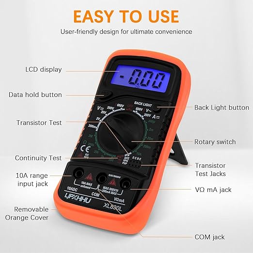 Digital Multimeter Voltmeter Battery Voltage Multi Tester Continuity Ohm Volt - Image 5