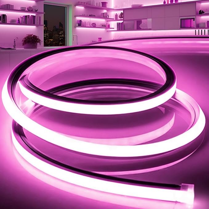 VOEWT LED Strip Lights Pink, 32.8ft 110-120V Neon Rope Lights, Flexible by VOEWT