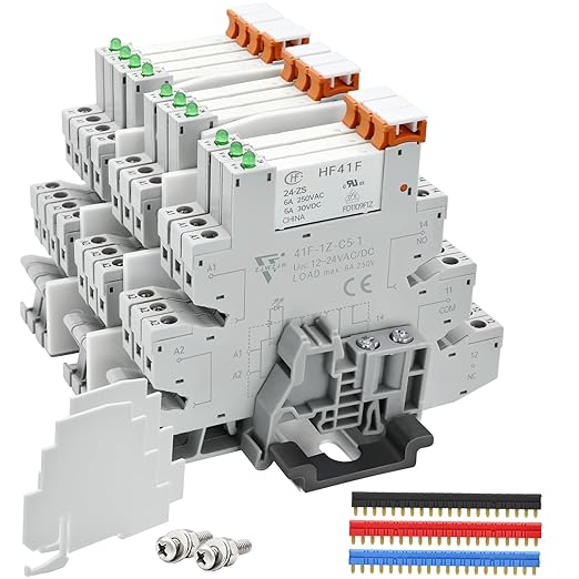 UL Listed 10Pcs Miniature Din Rail Relay 24V Black 24VDC ans 24VAC, 6Amp SPDT by ZJWZJH