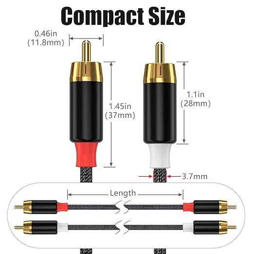 AGVEE 4ft RCA Cable, 2 RCA Male Thickened Six Claws Plug Stereo Auxiliary Audio - Image 7