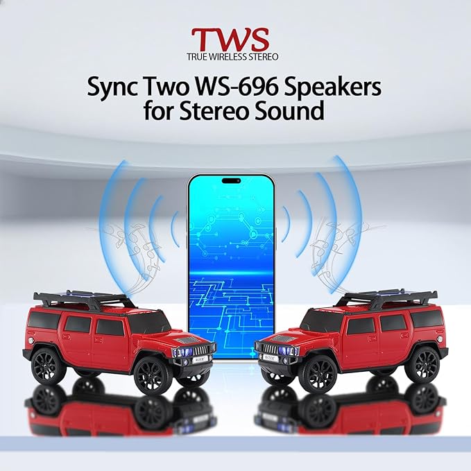 WSTER WS-696 Solar Bluetooth Replica Speaker – Portable Modern Off-Road Car - Image 8