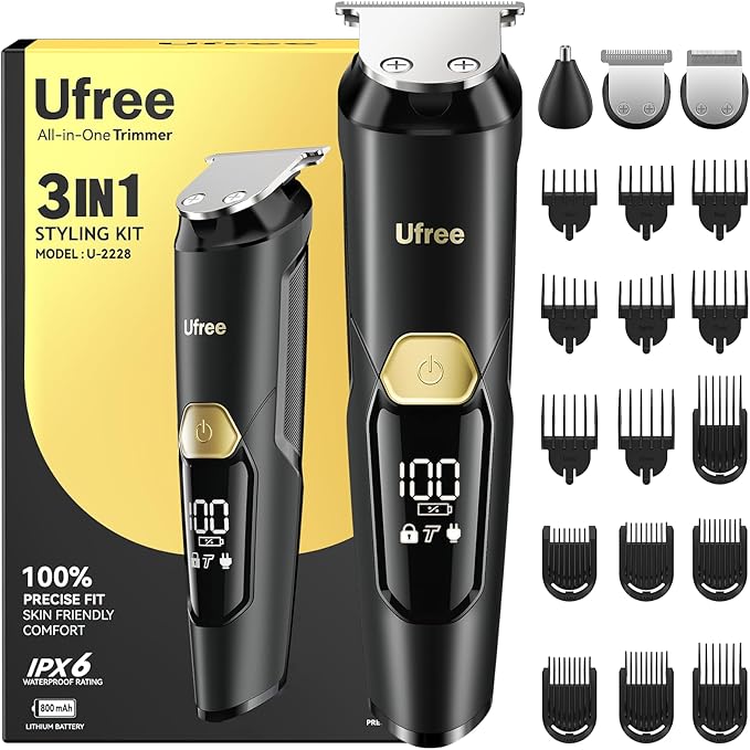 Ufree 3-in-1 Beard Trimmer Kit, Men's Electric Razor Shaver by Ufree