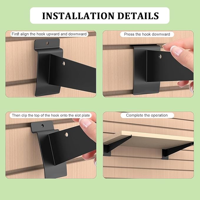 APOCHON 12 Pack Slatwall Shelf Bracket 12 inch, Heavy Duty Slatwall Knife Shelf - Image 4