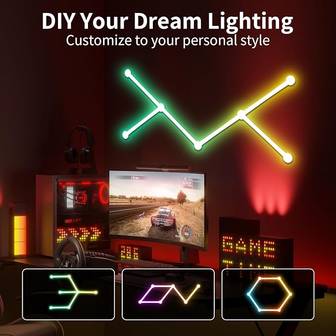 Phylosal Smart WiFi LED Wall Lights, 16M+ Color Dimmable Gaming Light Works - Image 7