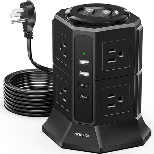 Surge Protector Power Strip Tower by NVEESHOX
