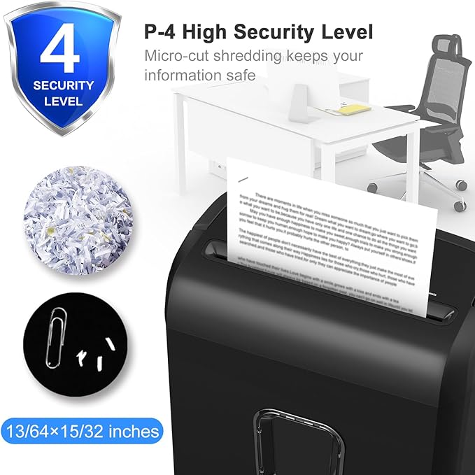 Bonsaii 6-Sheet Micro-Cut Paper Shredder, P-4 High-Security - Image 2