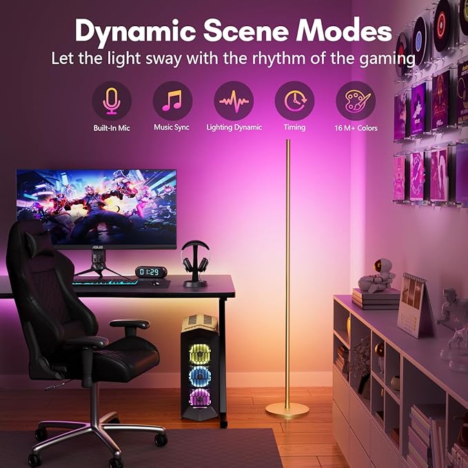 luckystyle Smart RGB Corner Floor Lamp, Bright LED Tall Modern Floor Lamp - Image 6