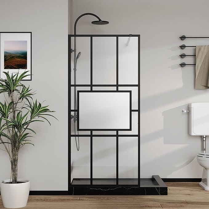 Goodyo 34” X 72” Glass Shower Door Fixed Framed Shower Screen Tempered Glass - Image 2
