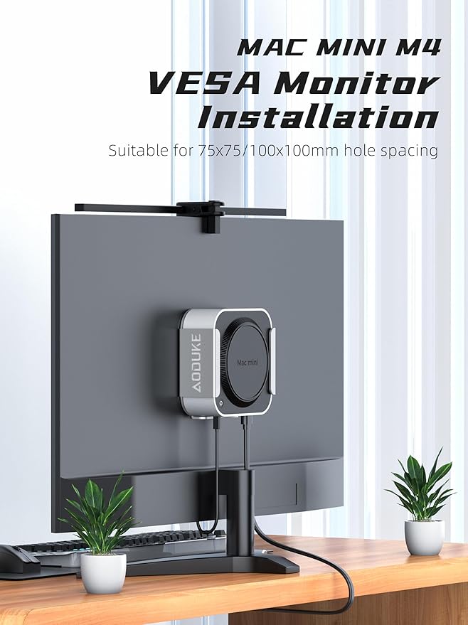 AODUKE Aluminum Alloy Mac mini M4 Under Table Bracket, 2024 Mac mini M4 Pro - Image 6