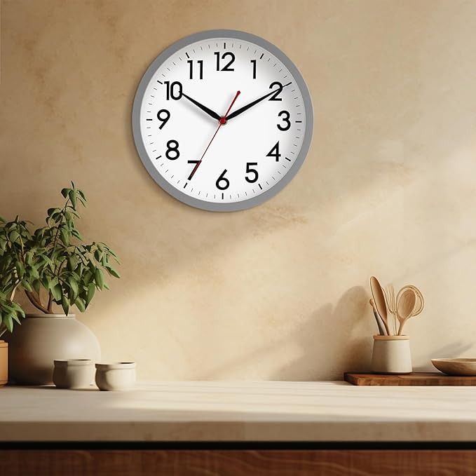 AKCISOT Wall Clock 10 Inch Silent Non-Ticking Modern Clocks Battery Operated - Image 5