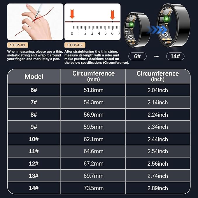 Smart Health Ring for Women Men, Fitness Tracker Ring - Image 2
