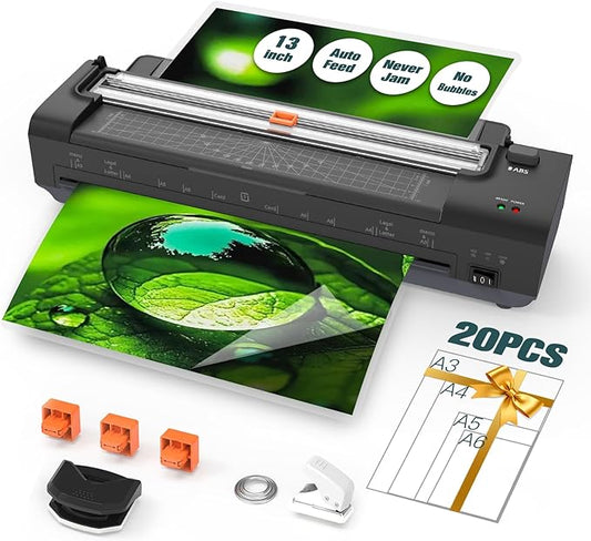 13 Inch Laminator Machine with Auto Paper Feed, Never Jam A3 Thermal & Cold by OidoZac-NewHouseholdSupplier