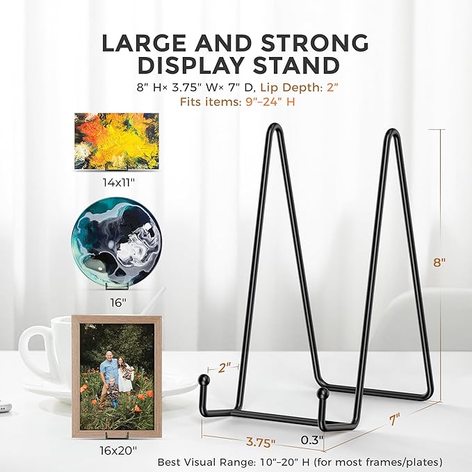 TR-LIFE Plate Stands/Holder for Display, 8 Inch, Metal Frame for Picture - Image 2