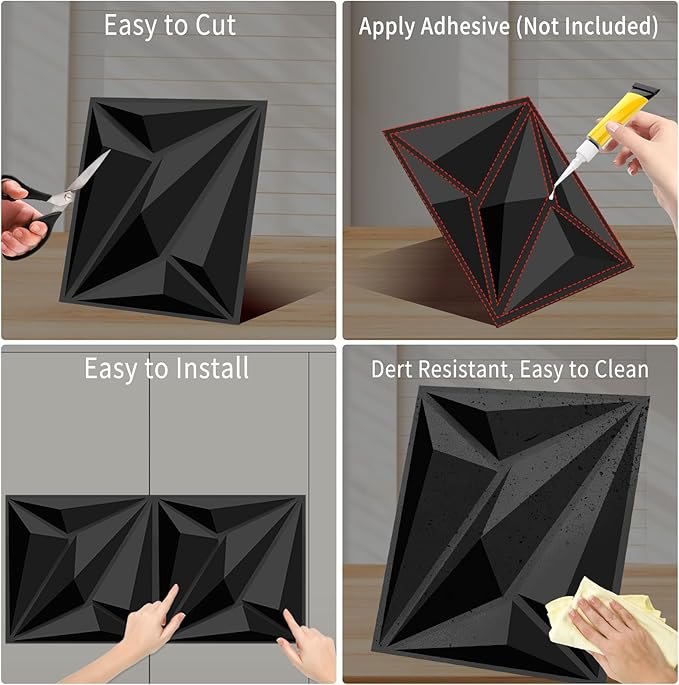 33 Pack 3D Textured Wall Panels – 12x12'' PVC Wall Coverings – Easy Install - Image 4