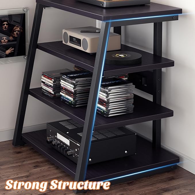 Besiost AV Media Stand with Outlets, Media Console with LED Lights, Stereo - Image 5