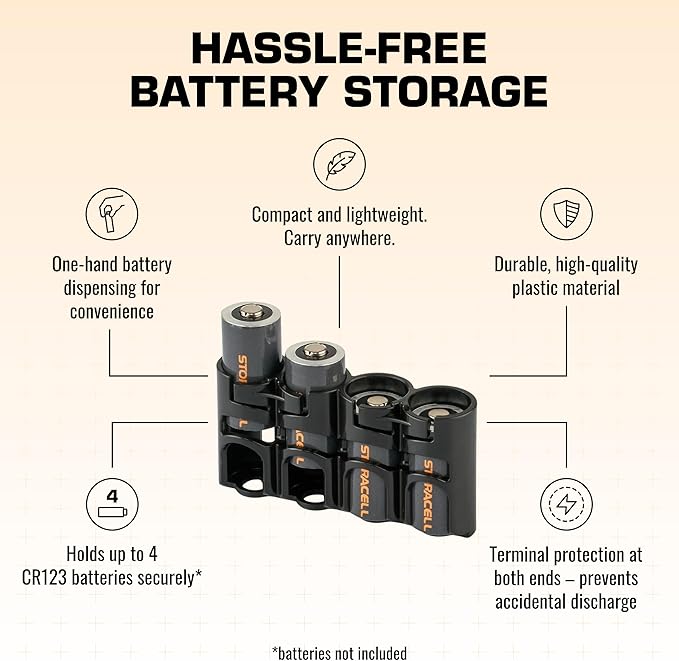 Storacell Slimline CR123 Battery Storage Caddy, Holds 4 Batteries - Image 4
