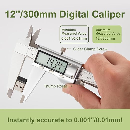 SCITOOLS All-Metal Digital Caliper 0-12" Measuring Tool, Micrometer Caliper - Image 2