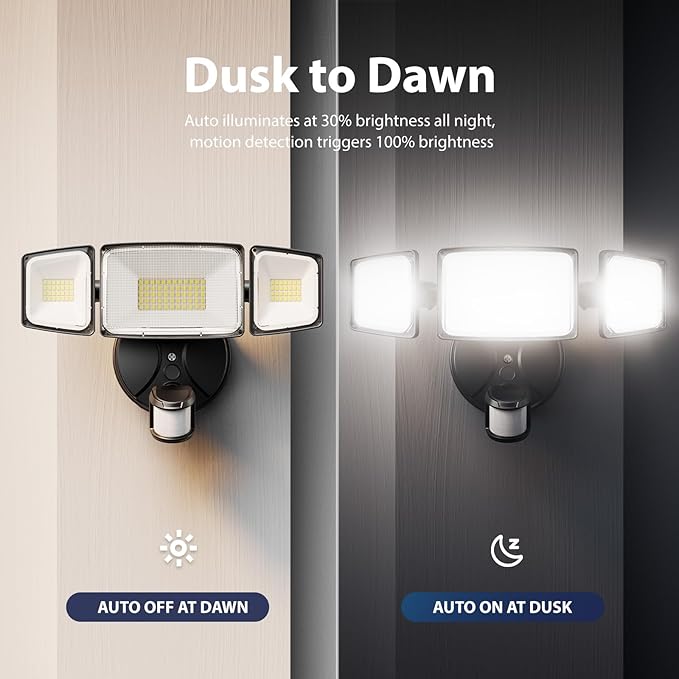Onforu 2 Pack 100W 11000LM LED Motion Sensor Outdoor Lights, Dusk to Dawn Flood - Image 6