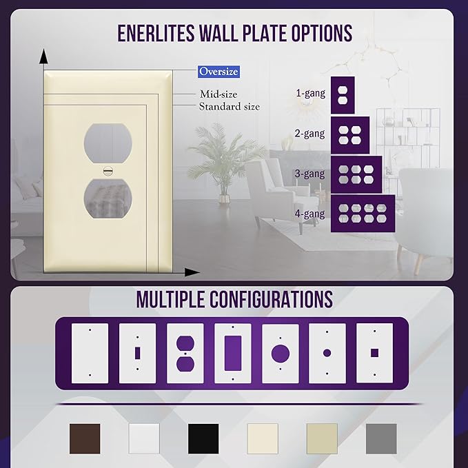 ENERLITES Duplex Receptacle Outlet Wall Plate, Jumbo Electrical Outlet Covers - Image 6