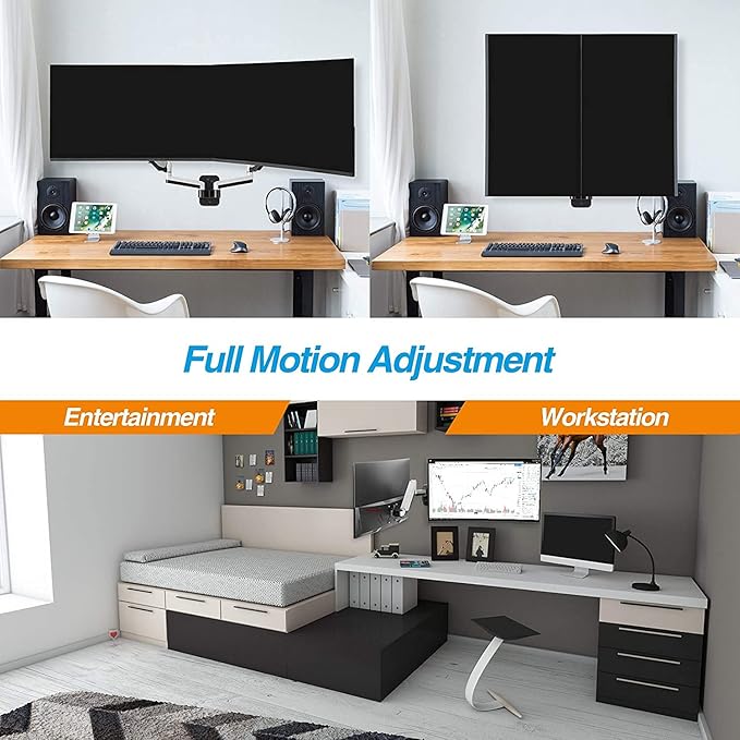 AVLT Dual 13"-32" Monitor Wall Mount fits Two Flat/Curved Computer Screen to - Image 4